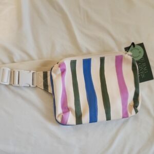 STATE Lorimer Fanny Pack with Pink, Blue, and Green Stripes